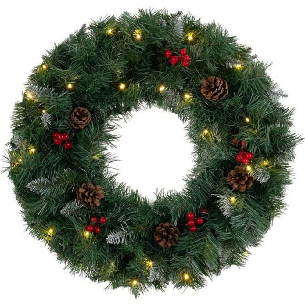 Christmas Wreath for Front Door, 24 Inch Large Flocked Pine Wreaths